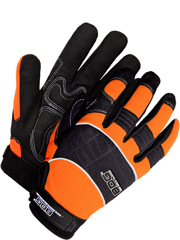 Synthetic Leather Mechanics Glove w/Padded Palm (Hi-Viz)