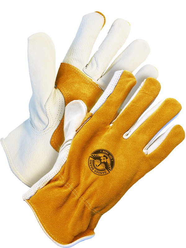 Guantes de conductor de piel flor de vaca con palma reforzada