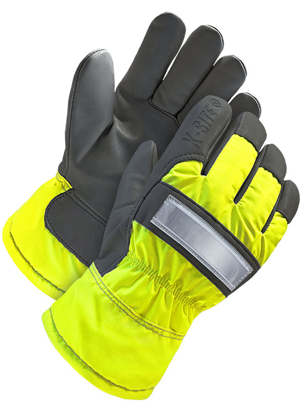 Guantes de instalador de piel flor de cabra con aislamiento y puño de seguridad (alta visibilidad)