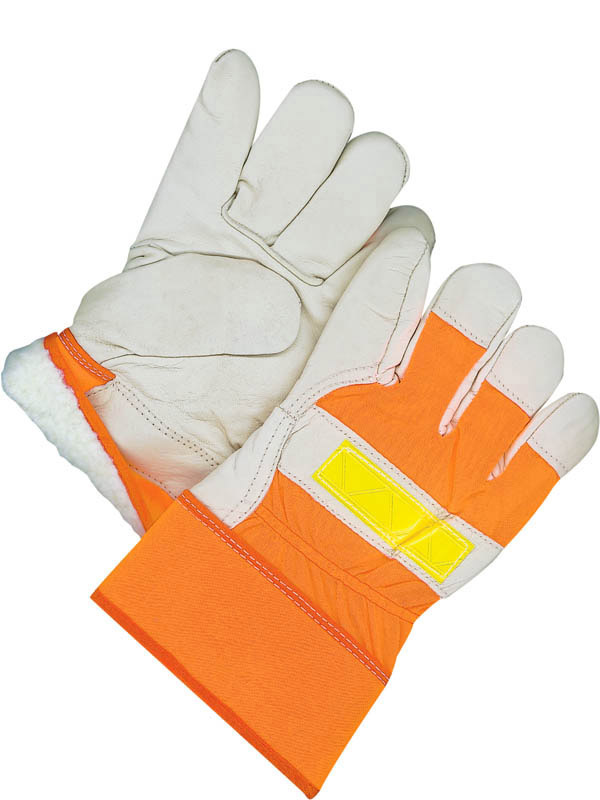 Lined Grain Cowhide Fitter w/Safety Cuff (Hi-Viz)