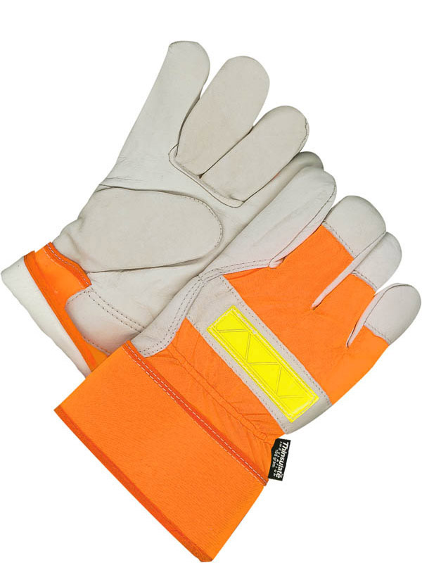 Lined Grain Cowhide Fitter w/Safety Cuff (Hi-Viz)