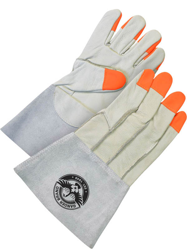 Grain Cowhide Welder w/5.5" Cuff & Hi-Viz Fingertips