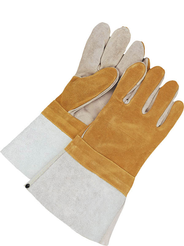 Bob Dale Gloves 601887L Welding Glove Split Leather Gauntlet Kevlar Sewn Blue/Gold, 
