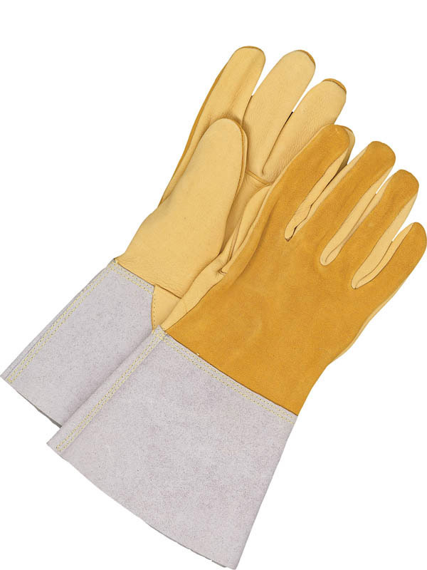 Guantes de soldadura TIG de piel flor de ciervo con puño de 4,5"