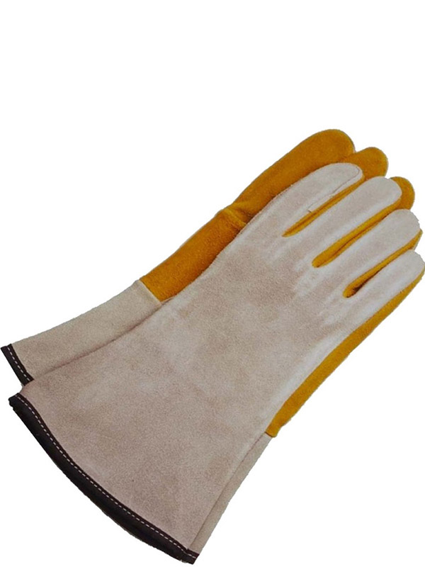 Guantes de soldadura de piel flor de ciervo con manguito