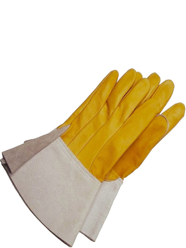 Guantes de soldadura TIG de piel flor de cabra con manguito