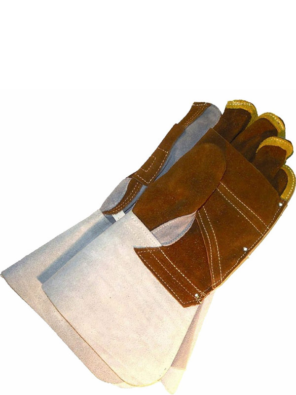 Guantes de soldadura de piel serraje de vaca con manguito y palma doble