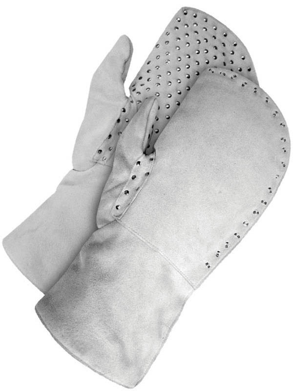 Lined Split Cowhide Mitt w/Metal Studs