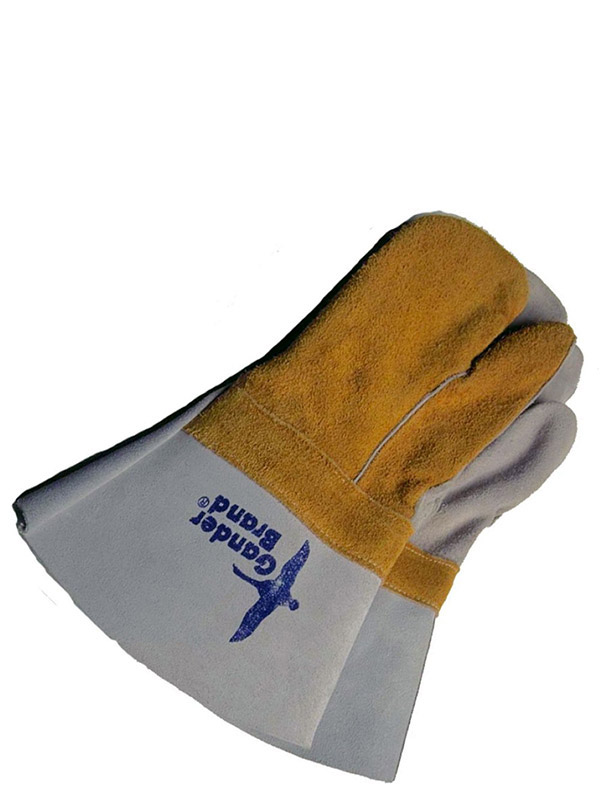 Lined Split Cowhide 1-Finger Welding Mitt w/Gauntlet Cuff