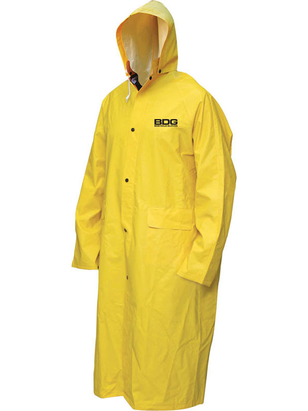 Abrigo impermeable ignífugo de PVC/poliéster con capucha