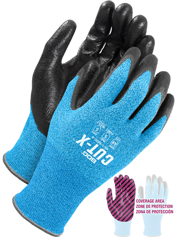 Bob Dale Gloves 99197996 Seamless Knit Black Nylon Black Foam Nitrile Palm, 